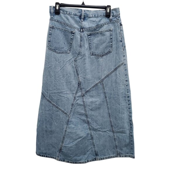 Carolina Blues Vintage Light Wash Patchwork Cottagecore Denim Maxi Skirt Size 10 - Picture 9 of 9